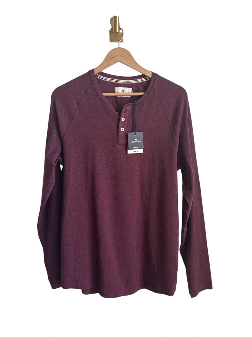 NWT The Normal Brand Puremeso Everyday Henley Wine Long Sleeve Shirt Men M